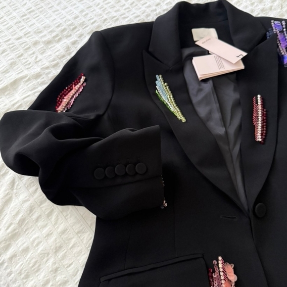 Cinq à Sept Black Blazer with Colorful Embellishments - Picture 3 of 6